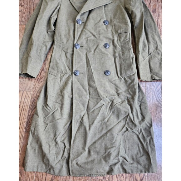 US Military Marine Corps Green Wool Uniform Overcoat Size 34s Goodstein Bros. - Picture 2 of 16